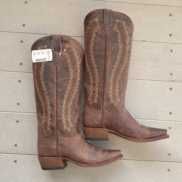 Macie Bean Brown Leather Snip Toe Western Women's Boots Size 6 M - Picture 2 of 16